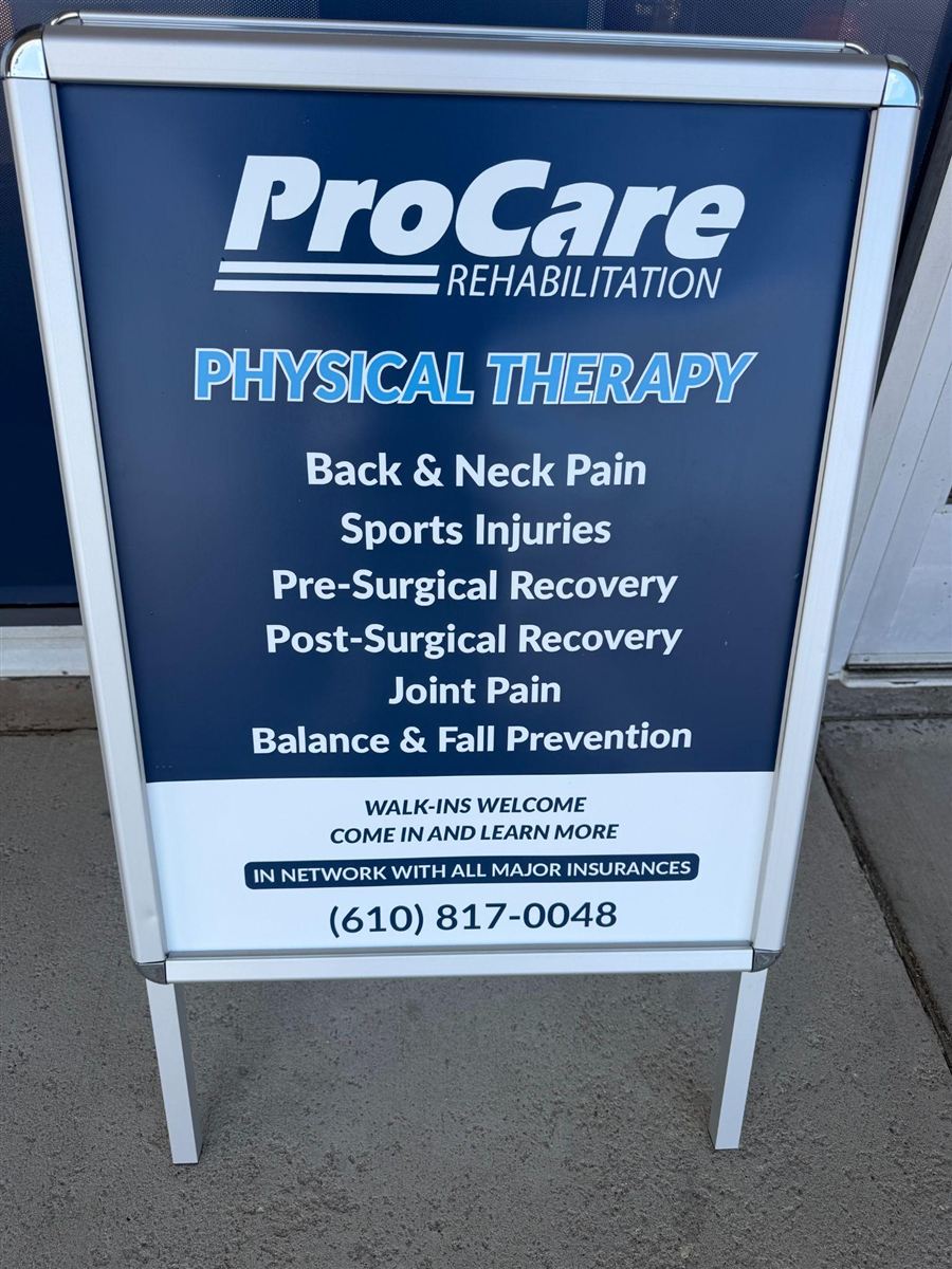 ProCare Rehabilitation Allentown sidewalk sign